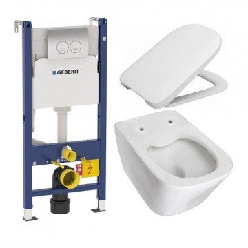 Подвесной унитаз с инсталляцией комплект Geberit Duofix 458.124.21.1 +Roca Gap CleanRim 34647L000