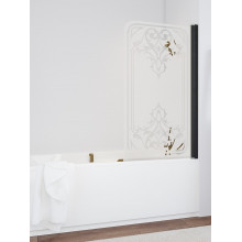 Шторка для ванной Vegas EV 76 02М Artdeco D1 R черный матовый/матовое с прозрачным рисунком