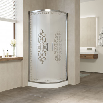Душевой уголок Vegas Glass ZS 100 08 Felicita10+10 глянцевый хром/матовое с прозрачным рисунком