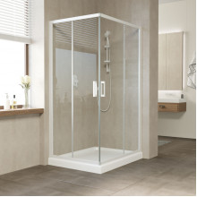 Душевой уголок Vegas Glass ZA-F NOVO 90*80 01 01 белый/прозрачное