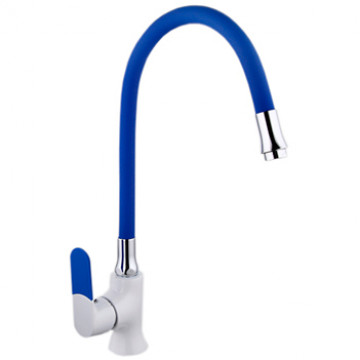 Смеситель для кухни MATRIX SMF-323317/WT-BL 40 мм (синий силиконовый излив) ручка 5 цветов