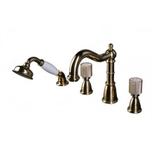 Смеситель на борт ванны Boheme Royal Crystal 395-Royal/CRST black золото/черный