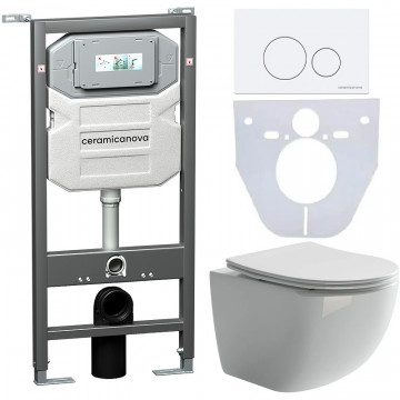 Комплект унитаза с инсталляцией Ceramica Nova Forma CN3009_1001W_1000 с белой клавишей смыва