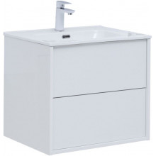 Тумба с раковиной Aquanet Lino 60 (Flat) 298570 белый глянец