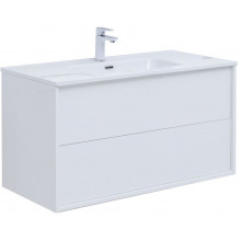 Тумба с раковиной Aquanet Lino 80 (Flat) 298573 белый глянец