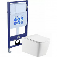 Комплект Aquatek Set Либра N: инсталляция Standard INS-0000012 (без клавиши и крепежа), унитаз Либра New AQ0530N-00 с тонким сиденьем soft-close