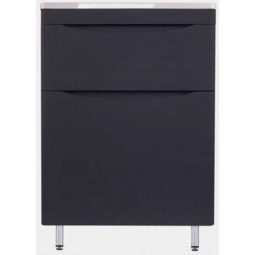Тумба с раковиной Style Line Бергамо мини 60 (2 ящ.) люкс антискрейтч черный