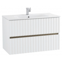 Тумба под раковину Art&Max Elegant AM-ELEGANT-1000-2C-SO-BL-LED-P с LED подсветкой белый глянец
