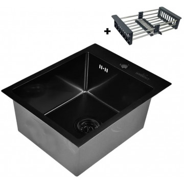 Мойка для кухни Wisent WWS34050B с сифоном GER019 и коландером 302644В 40x50 графит