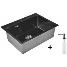 Мойка для кухни Wisent WS36045B с дозатором 405B и сифоном GER019 60x45 графит