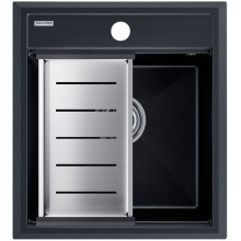 Мойка для кухни Paulmark StepIA PM114651-BLM 46x51 с коландером A375-BS черный металлик