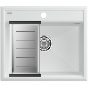 Мойка для кухни Paulmark StepIA PM115951-WH 59x51 с коландером A375-BS белый