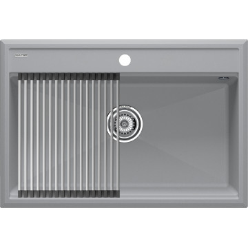 Мойка для кухни Paulmark StepIA PM117551-GRS 75x51 с ролл-матом R375-BS серый дым