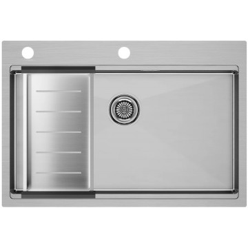 Мойка для кухни Paulmark Vast-Pro PM707551-BS 75x51 с коландером A405-BS брашированная сталь