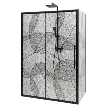 Душевой уголок AvaCan FB 120-140 + SB 80 120-140x80 профиль черный/стекло прозрачное с рисунком