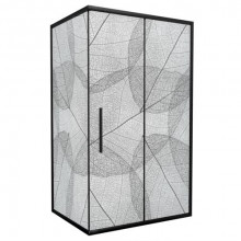 Душевой уголок AvaCan FB 120-140 + SB 90 MT 120-140x90 профиль черный/стекло матовое с рисунком