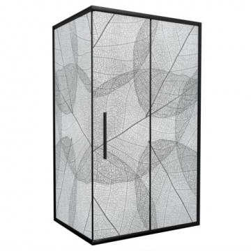 Душевой уголок AvaCan FB 140-160 + SB 80 MT 140-160x80 профиль черный/стекло матовое с рисунком