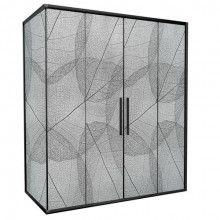 Душевой уголок AvaCan FB2 170-190 + SB80 MT 170-190x80 профиль черный/стекло матовое с рисунком