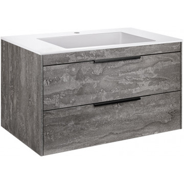 Тумба с раковиной Vincea Chiara 2D VMC-2C2800GS/VCB-13800W 80 серый камень