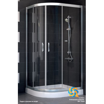 Душевой уголок ZS-F 80x90 01 01 полукруглый цвет профиля - белый стекло - прозрачное